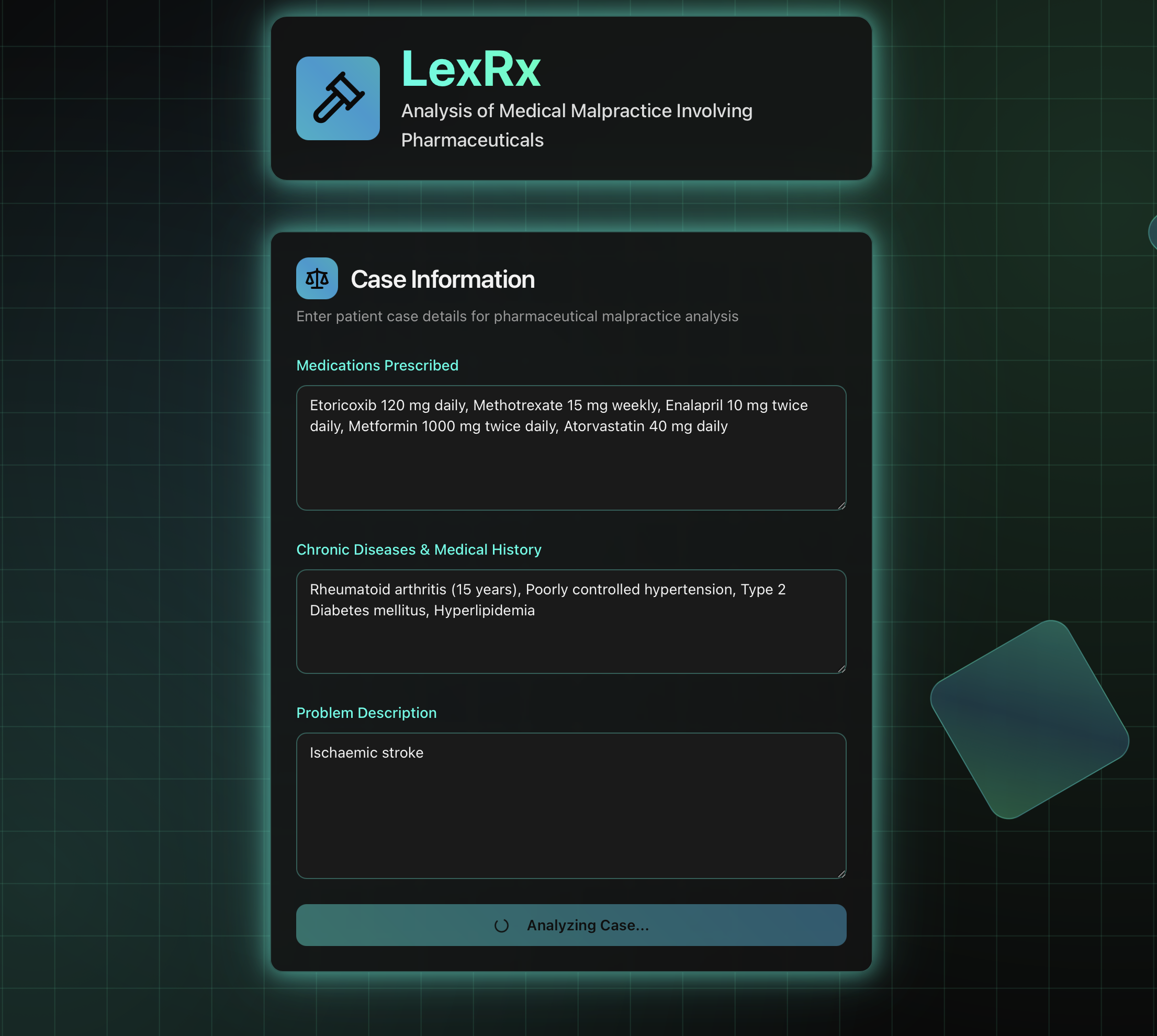 LexRx Case Information Input